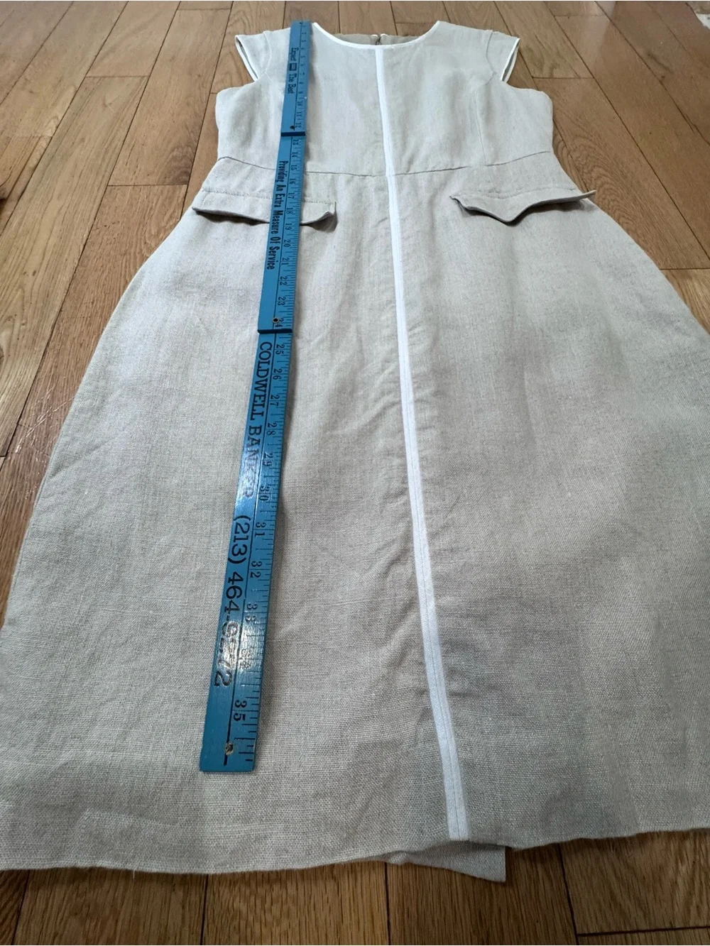 J. Crew Linen Sheath Dress Beige with White Trim